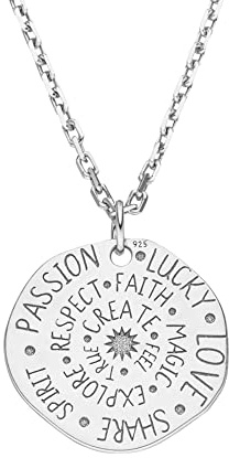 SCHOSCHON SONNE Halskette Inspiration Motivation Plättchen Anhänger 925 Silber Motivationskette