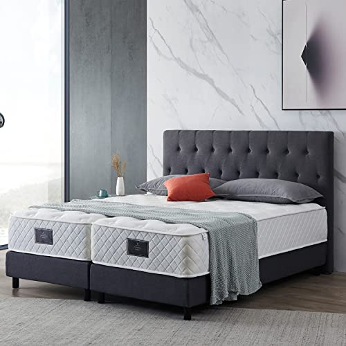 De RUCCI Boxspringbett Modell 211 – Bettgestell mit Kopfteil – ohne Matratze (140 x 200 cm, Anthrazit)