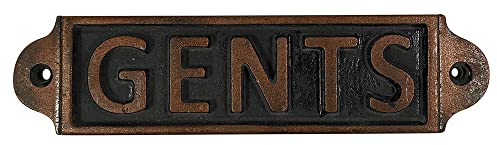 zeitzone Türschild Gents Gusseisen Kupfer-Optik Herren Toilettenschild Vintage Antik-Stil