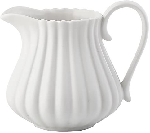 RAN-Azucareros Jarra de Crema de 7.3 onzas, Tarro de Crema de café de Porcelana Blanca con asa, Restaurante hogar pequeño lechera (Color : White)