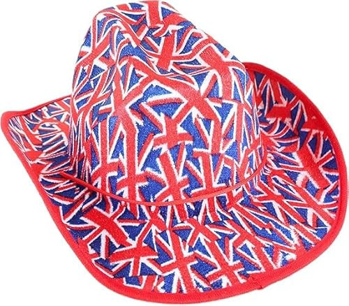 Toyland® Cowboyhut mit Union Jack-Flagge, Samt, britisches Kostüm, Queens Platinum Jubilee