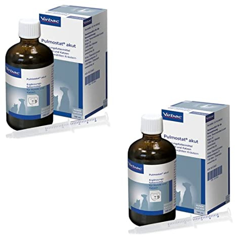 Virbac Pulmostat Akut | Doppelpack | 2 x 100 ml | Rein pflanzlicher Hustensaft für Hunde und Katzen | Mit Brunnenkresse, Spitzwegerich, Süßholzwurzel und Quebrachowurzelextrakt