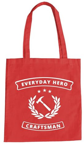 Everyday Hero Craftsman Baumwolltasche - Handwerker Held Baustelle Heimwerker Rot