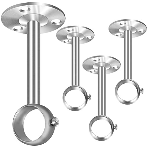 Takgardinstångsfästen, 32 mm 1 1/4 tum gardinstång hållare silver slitstark metall gardinskena konsol garderob garderob stång stöder hängare för fönster duschdraperi, 4-pack
