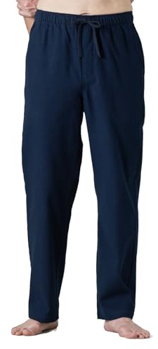 LAPASA Pantalon de Pyjama Homme 100% Flanelle de Coton Bas de Pyjama & de Détente Maison Automne/Hiver M39 Bleu Marine M