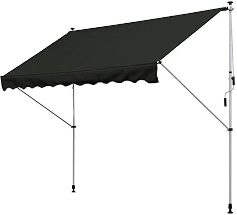 WOLWES Tenda da Sole per Esterno a Caduta, Tende da Sole per Esterno Avvolgibili con Manovella, Impermeabile Tende da Sole per Balconi, Terrazzo, Veranda (Color : Gray, Size : 250cm/98in)