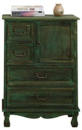 Akzenttisch, Nachttisch, Schlafzimmer-Nachttisch, Alter Holzschrank, Nachttisch mit Spind, großer Schublade, Spind mit großem Fassungsvermögen, Kleiner Tisch mit Holzrahmenstruktur für Schla