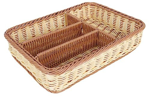 BESTonZON 1 Pc Cestino Delle Posate Vassoio Per Utensili Da Cucina Organizer Per Cassetti Bidone Della Spazzatura in Rattan Vassoio Cassetto Portaposate Serbatoio Wc Mensola Pp Vimini