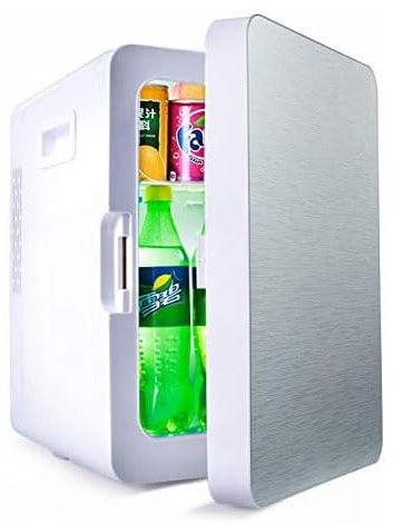 SZAJOR 20L Small Portable Fridge, Car and Home Dual Use Mini Fridge, with Cooling and Heating Function, for Drinks, Beer, Fruits, Home and Travel,Silver