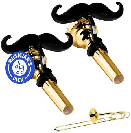 (2 Pack) Clip-On Mustache for Small Shank Trombone with Protective Case - Durable and Firm Shank Grips, Easy Mouthpiece Add-On for Fun Shows, Ideal Trombone Accessory