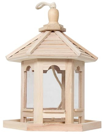 Mangiatoia per uccelli in legno – Casetta per uccelli da appendere – Villa compatta – 25 x 20 x 20 cm