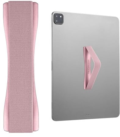 TECHGEAR Tablet Hand/Finger Grip Holder, Elastic Adhesive Grip Strap Universal Loop to Stick on Back of Tablets and Cases for Tablet, iPad, Samsung Tabs, Lenovo, Handheld Devices and more - Pink
