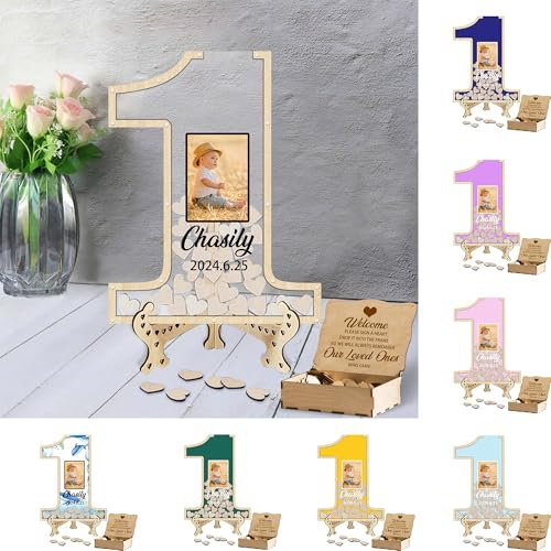 MHJUFGD Personalisiertes Babyparty Gästebuch,Individuelles Foto Name Für Jungen und Mädchen Taufe Gästebuch,Geburtstag Party Keepsake (Stil 3)