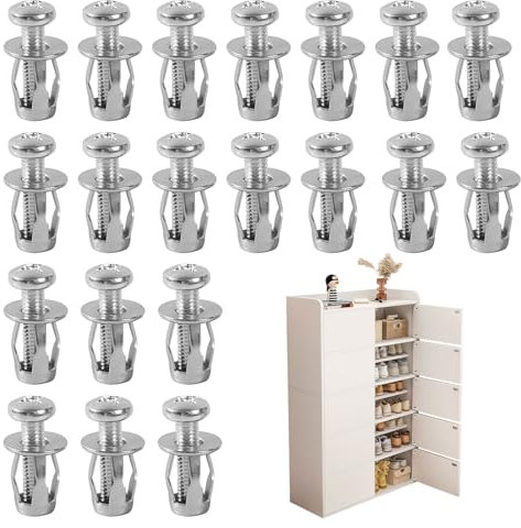 Hollow Wall Fixings,20 Pcs Hollow Door Fixings,Extra Short Hollow Wall Anchor, Drywall Anchor for Aluminum-Cladding Sheet Steel Plate Iron Plate Hollow Plastic Sheet(M4x20mm)