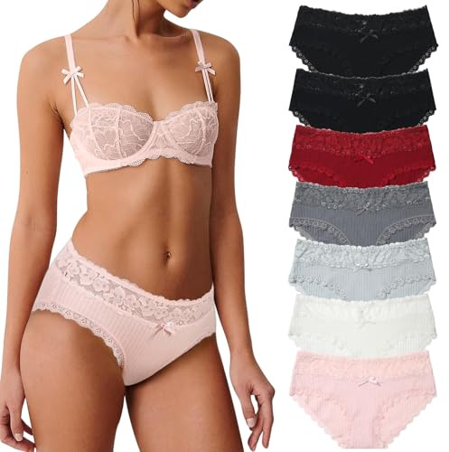SECRET AROMA Damunderkläder Bomull Andningsbara Trosor Dam Stretchy Bikini Absorbent Underbyxor Absorberande Bikini Stretch Flerpack, Flerfärgad, L