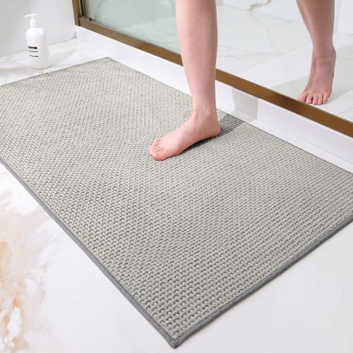 Homaxy Chenille Badezimmerteppich Weich Badematte rutschfest Waschbar Badvorleger Saugfähig Badteppich Bad Teppich Duschvorleger für Badezimmer, Dusche, Badewanne - 40x60 cm, Hellgrau