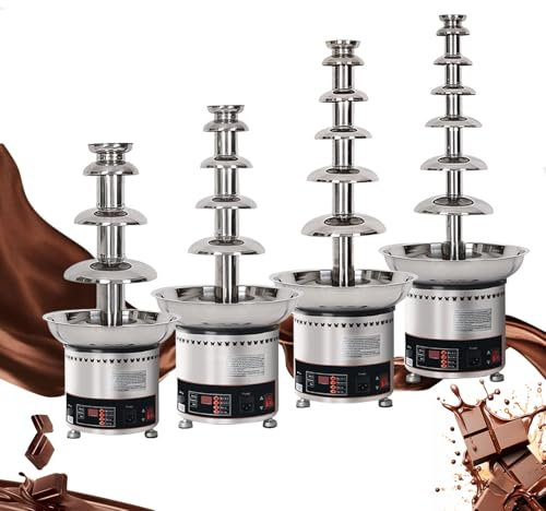 Tour de Fusion de Fontaine à Chocolat, Fontaine à Chocolat électrique de 150 W avec contrôle de la température, Machine à Fondre en Cascade à Fondue en Acier Inoxydable de 4 à 7 Niveaux 6layers