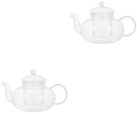 IMIKEYA 2pcs Glass Tea Pot Stovetop Small Portable Teapot Tea Kettle Handle for Home/Office