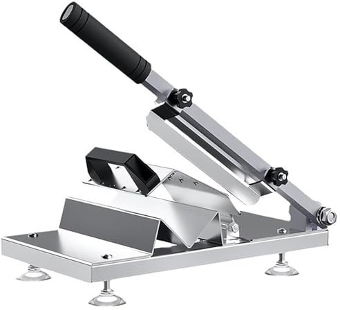FEVKFTXF Cortadora de fiambre de Acero Inoxidable 304, cortadora Manual de rebanadoras de Carne de Res, cortadora de Frutas y Verduras, Espesor de Corte Ajustable con Resorte de Retorno,Plata
