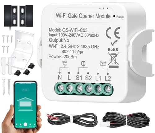 SHUAIGUO Tuya WiFi-Toröffner, intelligenter Garagentoröffner-Controller, Mobiltelefon-Fernsteuerung, APP-Steuerung, kompatibel mit Home für Sprachsteuerung