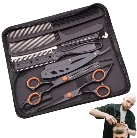 Jomewory Set di forbici da parrucchiere professionali, kit per tagliare i capelli | Strumenti per la casa Set da parrucchiere - Taglio professionale della barba per modellare la toelettatura, set di