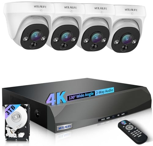 【Grand angle de 130 °】 Système de caméra de sécurité dôme filaire, systèmes de caméra de surveillance vidéo domestique, caméras IP PoE extérieure/intérieure