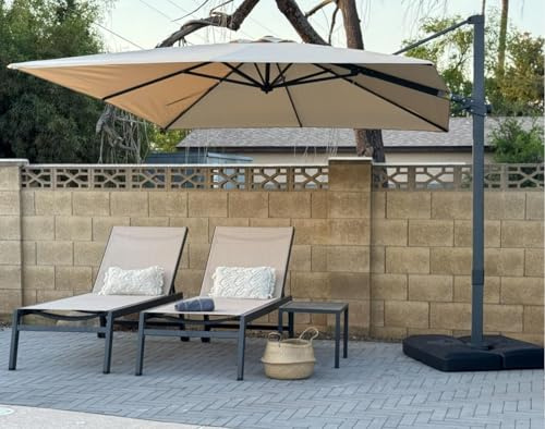 PURPLE LEAF Parasol Deporte 2,7 x 3,5 m Rectangulaire Rotatif 360°, Beige