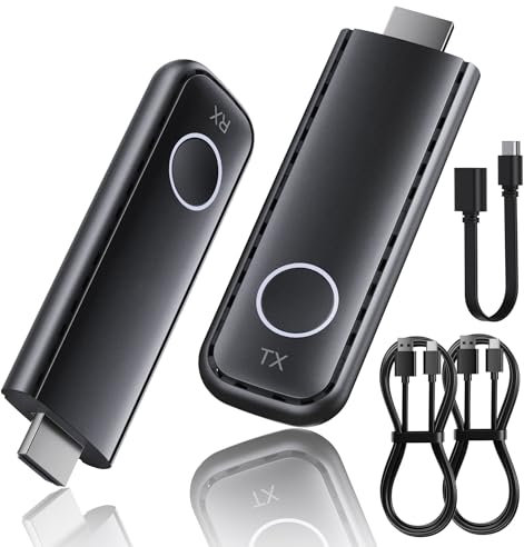 Trasmettitore e Ricevitore HDMI Wireless, Full HD 1080P Dongle HDMI Wireless Extender, Portata 164FT/50M, Doppia Banda 2,4/5G Streaming Video/Audio/File da Laptop, PC, TV Box a Monitor/HDTV/Proiettore