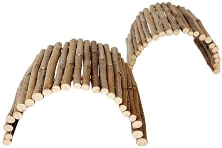 ZYKEJJDDAK Natürliche Holzbrücke, biegbare Plattform, Spielzeug für Kleintierbrücke, Hamsterkäfig-Zubehör
