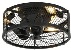 YUSDATC Ventilateur de plafond industriel rétro Fer Ventilateur de plafond créatif Ventilateur de plafond Lumière de plafond noir avec télécommande Adapté pour la salle à manger Chambre à coucher Étud