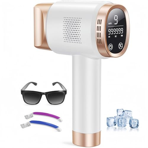21J IPL Geräte Haarentfernung mit Kühlfunktion,999.000 Lichtimpulse, 600NM Rote Lichtwelle,9 Energiestufen,Auto Mode,Laser Haarentfernung für Männer,Frauen,Ideal für Gesich Bikinibereich Körper