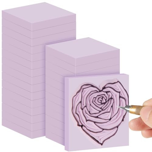 Frienda 24 Pcs 2 x 2 Rubber Carving Blocks Linoleum Blocks for Printmaking, Stamp Making, DIY Crafting, Scrapbook, Painting, Soft and Easy to Carve (Light Purple)