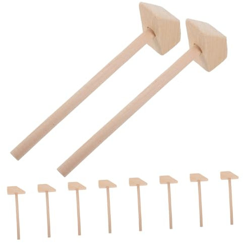 Sosoport 10pcs Mini Wood Hammers Boys and Girls Hammer Toys Soft Mallets for Building Blocks Educational Toys