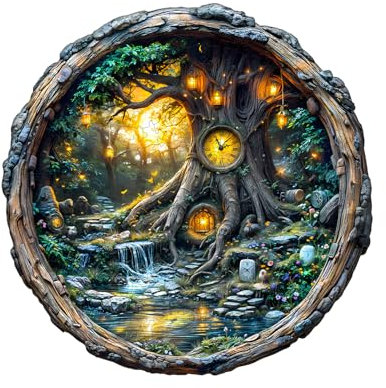 KaayeeWood Wooden Puzzle for Adults-200 Pieces Magic time tree Unique Shape Advanced Wooden Jigsaw Puzzle for Adult,Challenge Wood Jigsaw Puzzles,Best Gift,Home Decoration