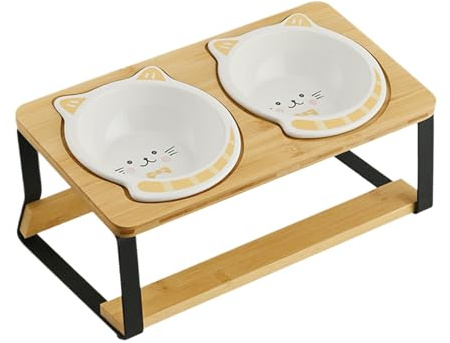 Erhöhter Katzennapf – erhöhter Katzennapf, doppelt hoch, Keramik, geneigt, auslaufsicher, schräg, für Haustiere, Kätzchen, Welpen, Trinken, Fütterung, Wohnung, Stadt, Wohnung, Reisen