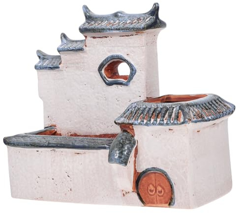 Abaodam Vaso Da Fiori Forma Di Casa in Ceramica Contenitore Per Piante Grasse Erbe e Piccoli Fiori Per Scrivanie Tavoli e Balconi Come Decorazione