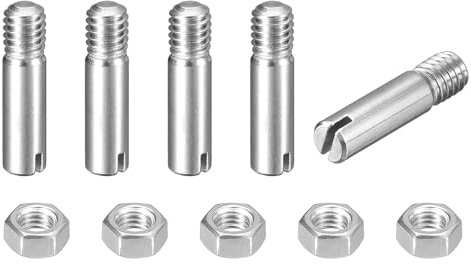 sourcing map 5 perni cilindrici con intaglio, M4 x 16 mm, in acciaio inossidabile 304, con filettatura esterna, viti con scanalatura con dado per installazione di mobili per armadi (GB878)