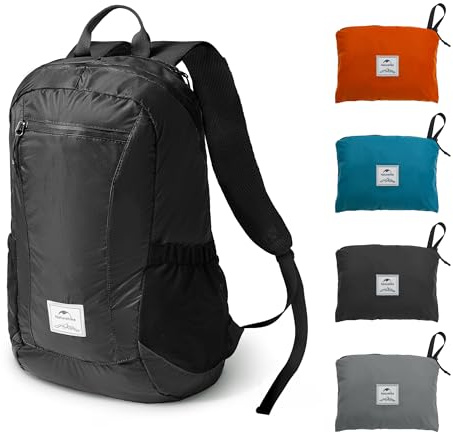 Naturehike Ultraleichter Rucksack Faltbarer Rucksack 18L/25L Trekkingrucksack Herren Damen Wanderrucksack Wasserdicht Daypack, Kleiner Tagesrucksack für Camping Radfahren Sport Wandern(Schwarz 25L)