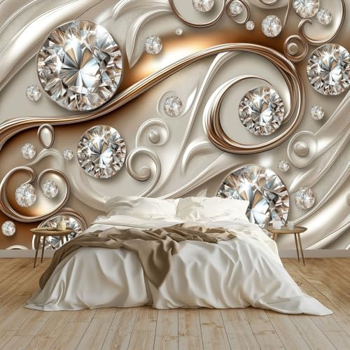 Générique Panoramique Murale Tourbillon De Diamant De Luxe 3D Papier Peint Intissé 400x280 cm pour Salon Chambre Enfant Chambre Décoration Murale Poster Tableaux Photo Muraux, Brun