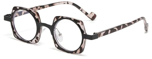 Mode solglasögon för kvinnor Retro godisfärgade klara antiblåttljuslinser Herrbågar, svarta leopardfärgade klara, A