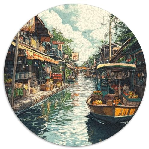 Amsterdamer Kanal 1000 Stück Puzzle Rund Fur Erwachsene Und Kinder Landschaft Architecture City Scenic Spots Geschicklichkeitsspiel Geschenk Fordernd Kleinkinder Groß 1000pcs (67.5x67.5cm)