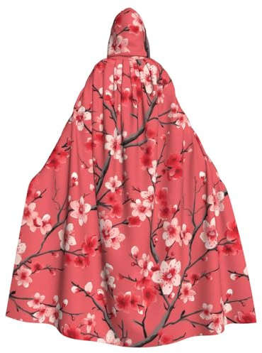 HJFCZH Capa con capucha para adultos con estampado de flor de cerezo rojo para Halloween, juego de rol