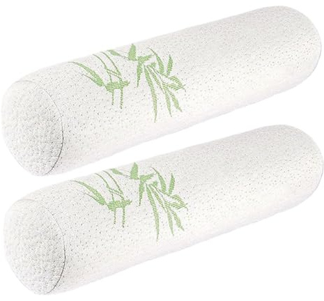 AZIDWERYQ 2 Almohadas cilíndricas, 18 x 4 de Espuma viscoelástica, Almohada Redonda para Cuello con Funda Lavable, Soporte para Cuello para Dormir, Viaje, Cabeza, Cama, Espalda, piernas, Rodillas