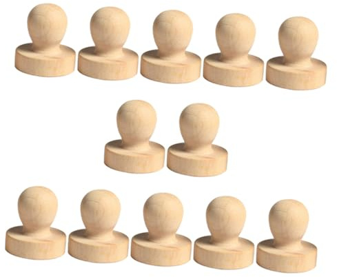 Genérico Sellos de Madera Mango Redondo 3,8 Cm para Scrapbooking 12 Piezas Mango de Sello de Madera Maciza Accesorio Manualidades y Decoración Artesanal