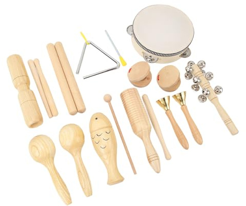POENVFPO 10-teiliges Musikinstrumenten-Set aus Holz, Schlagspielzeug aus Buchenholz für Kleinkinder, Pädagogische Entwicklung, Heim- und Kindergartengebrauch