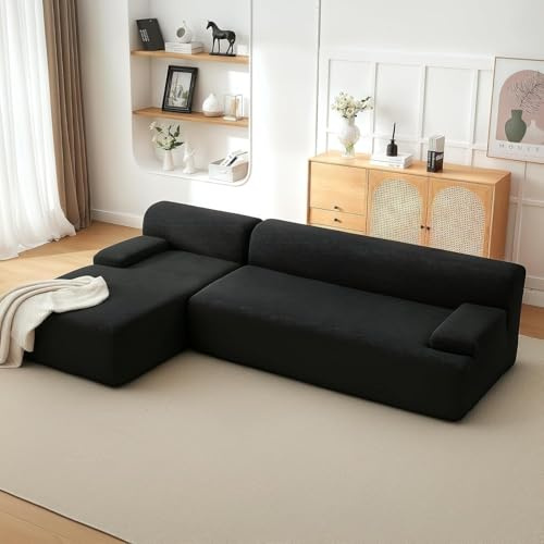 Koioplie Ecksofa, Modul-Sofa, Komprimierte Sofa, Eckcouch Mit Schlaffunktion, Bettcouch Für Wohnzimmer, Cord, Schwarz