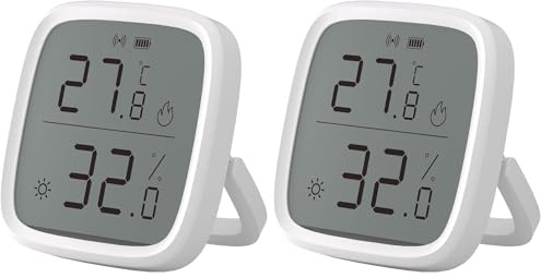 SONOFF SNZB-02D Mini Capteur ZigBee de Température et d'humidité Intelligent, Thermomètre Hygrometre Intérieur, écran LCD, Actualisation 5S, Compatible avec Alexa/Google Home/Home Assistant (Lot de 2)