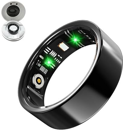 Thafikzi Bague intelligente pour homme et femme avec moniteur de sommeil/fréquence cardiaque/pression artérielle/oxygène dans le sang, podomètre, sans frais d'abonnement, étanche IP68 pour iPhone et