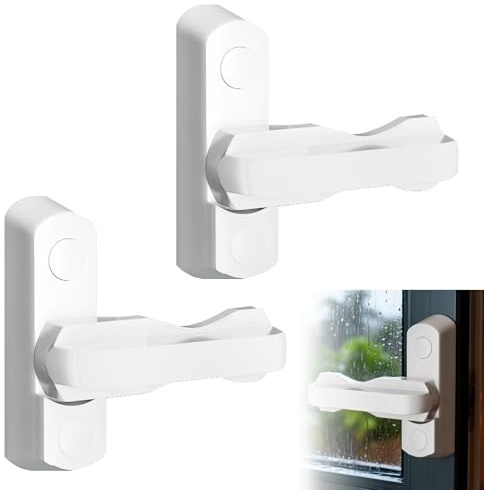2PCS Door Letter Box Flap Sash Jammers Window Locks Letterbox Security Cover Guard Swing Lock Door Security Letter Box Lock Suitable for UPVC PVC Doors Windows Home Safe Plastic Steel White