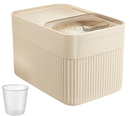 Contenitore per riso, organizer ermetico per cereali di grande capacità con misurino, dimensioni 10 l, in polipropilene resistente, leggero, contenitore per alimenti di facile accesso, per riso e